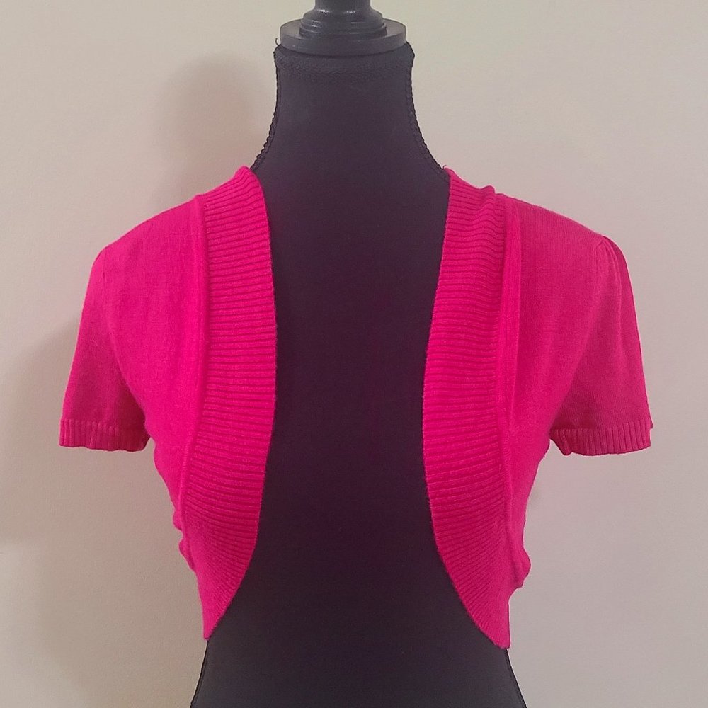 Magenta Hot Pink MAJORA Barbiecore Knit Short Sleeve Shrug